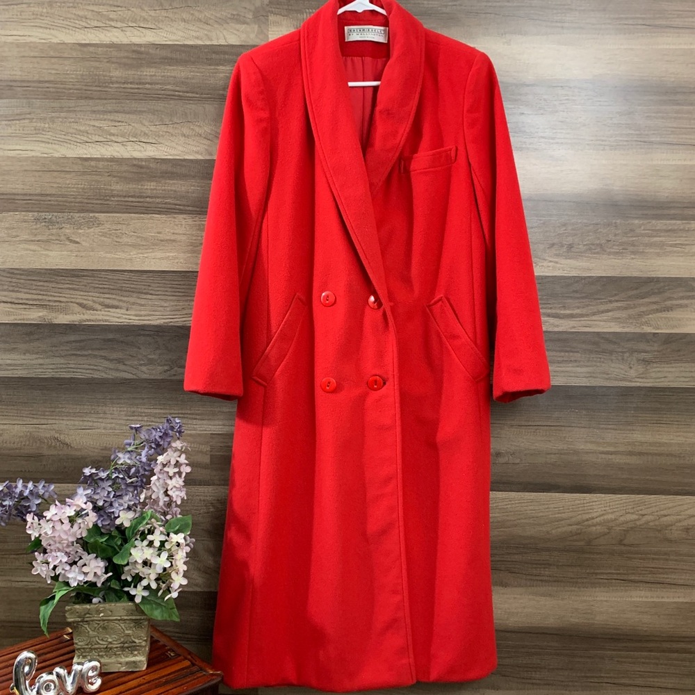 EUC VINTAGE Wellington LONG Red Kashmiricle Coat M